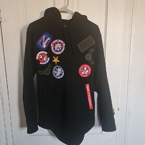 Black Hoodie with Colorful Patches